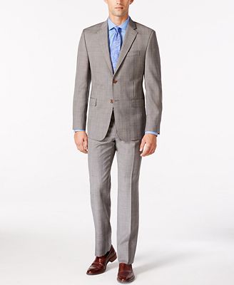 Lauren Ralph Lauren Men's Light Grey Plaid Slim Fit Suit - Suits & Suit ...