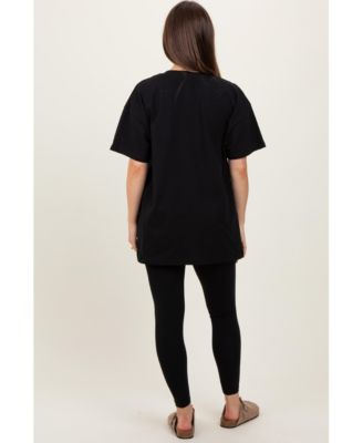 Maternity Light Olive Oversized Crewneck Short Sleeve and Legging Set