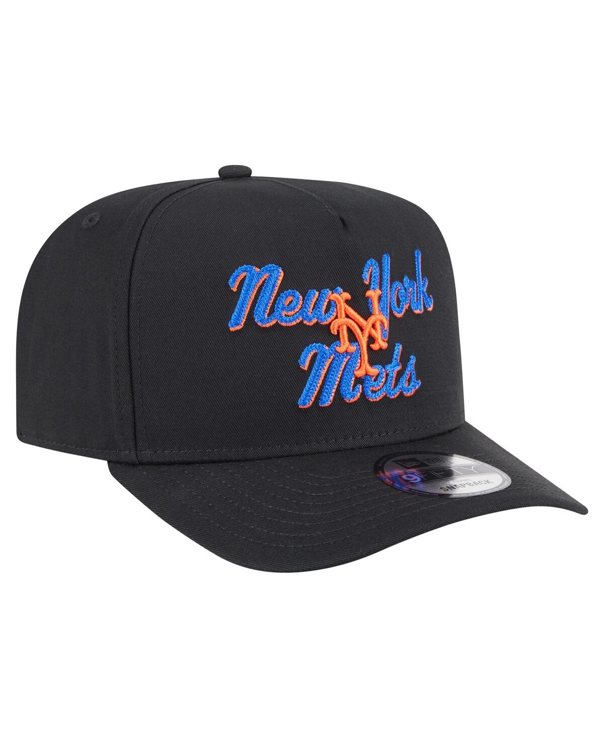 New Era Men's Black New York Mets Chainstitch 9fifty A-frame Snapback Hat In Black