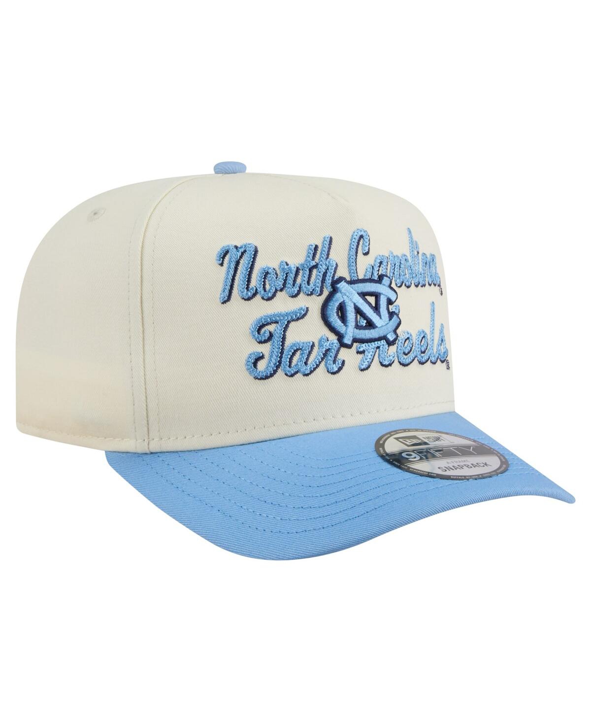 New Era Men's Cream/carolina Blue North Carolina Tar Heels Vintage Chainstitch 9fifty A-frame Snapback Hat In Blue