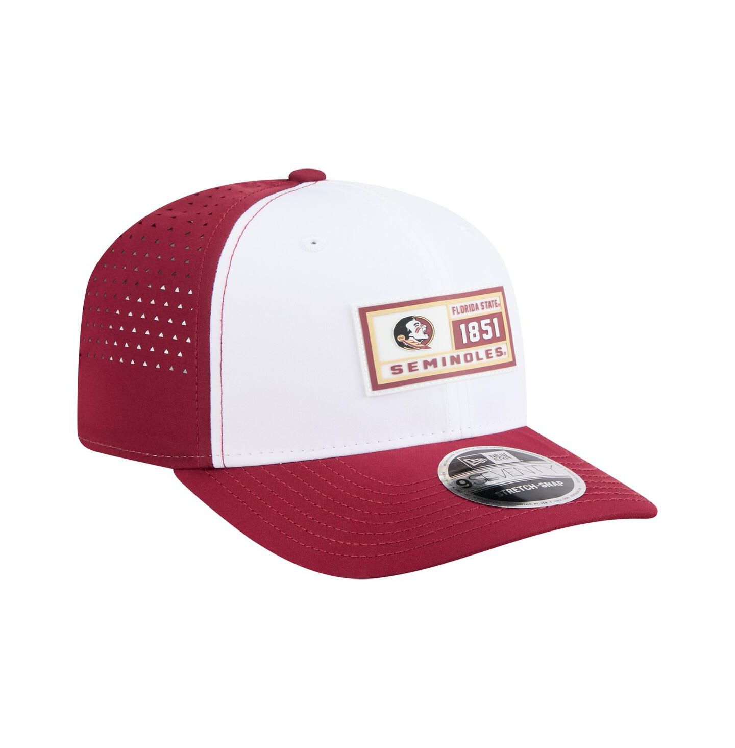 Мужская кепка New Era White/Garnet Florida State Seminoles Perforated Patched 9SEVENTY Adjustable Hat — фото 4