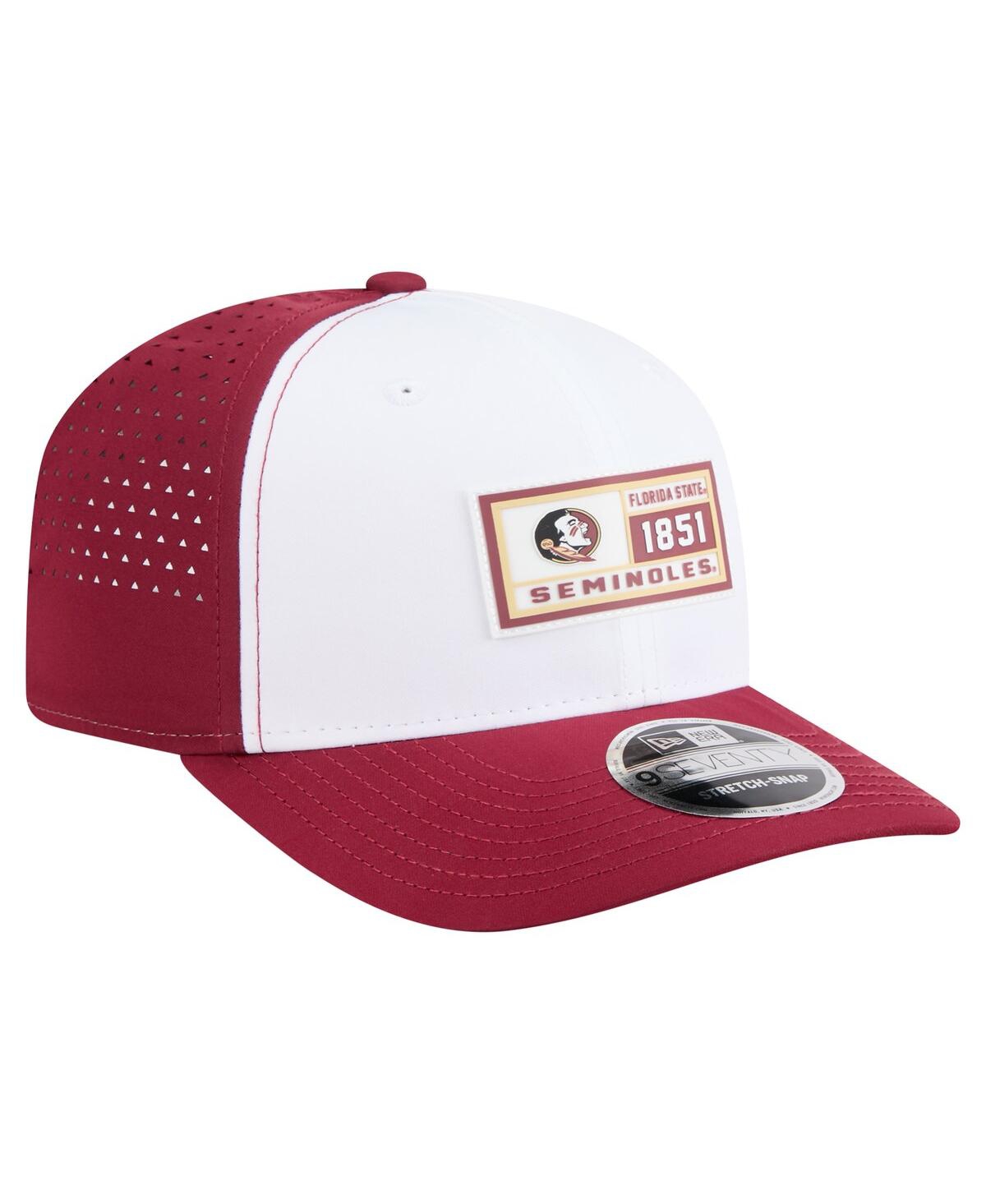 New Era Men's White/garnet Florida State Seminoles Perforated Patched 9seventy Adjustable Hat In Red