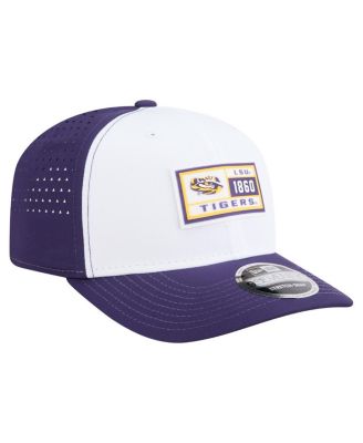Men's White/Purple LSU Tigers Perforated Patched 9SEVENTY Adjustable Hat
