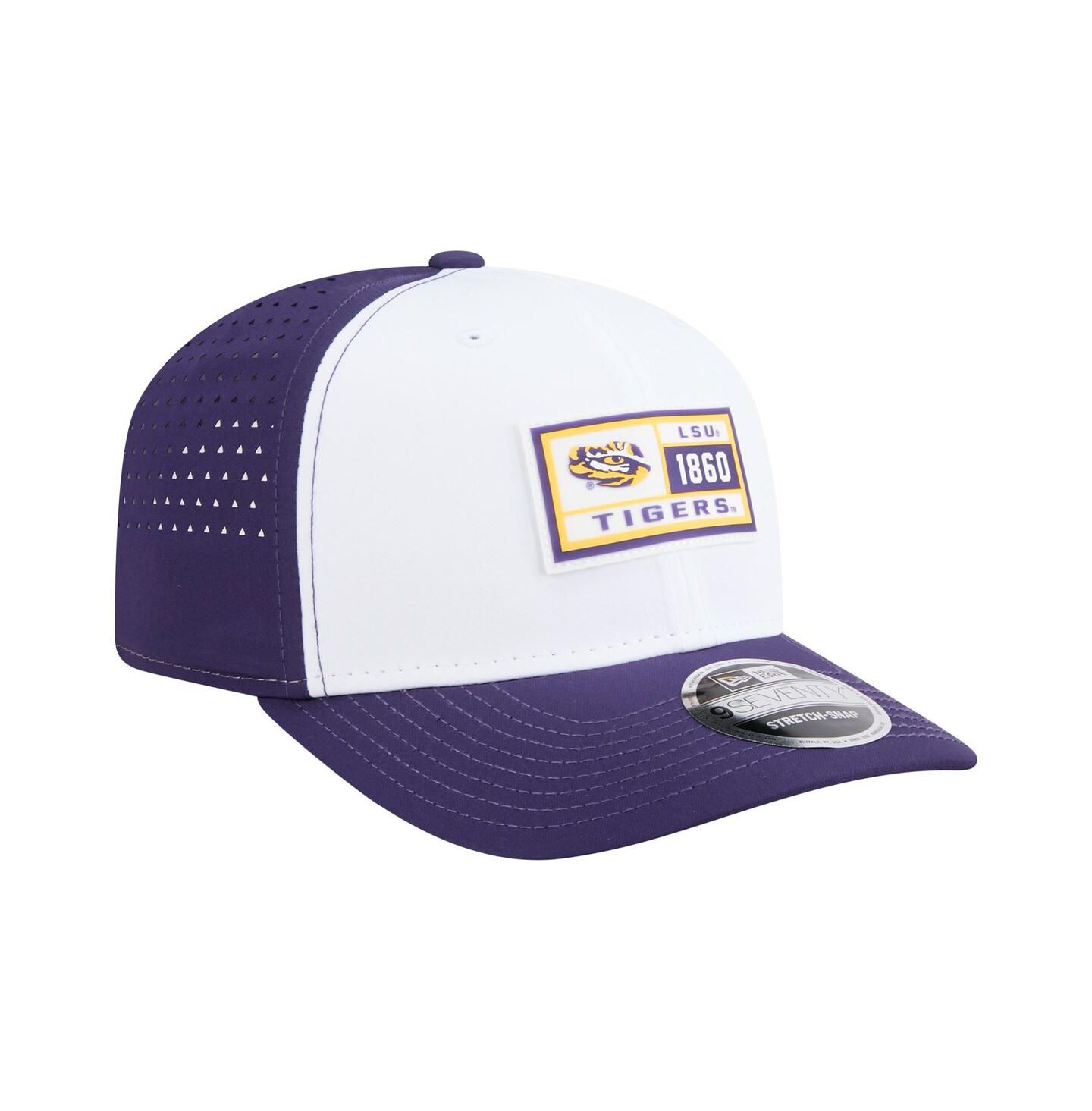 Мужская кепка New Era White/Purple LSU Tigers Perforated Patched 9SEVENTY Adjustable Hat — фото 4