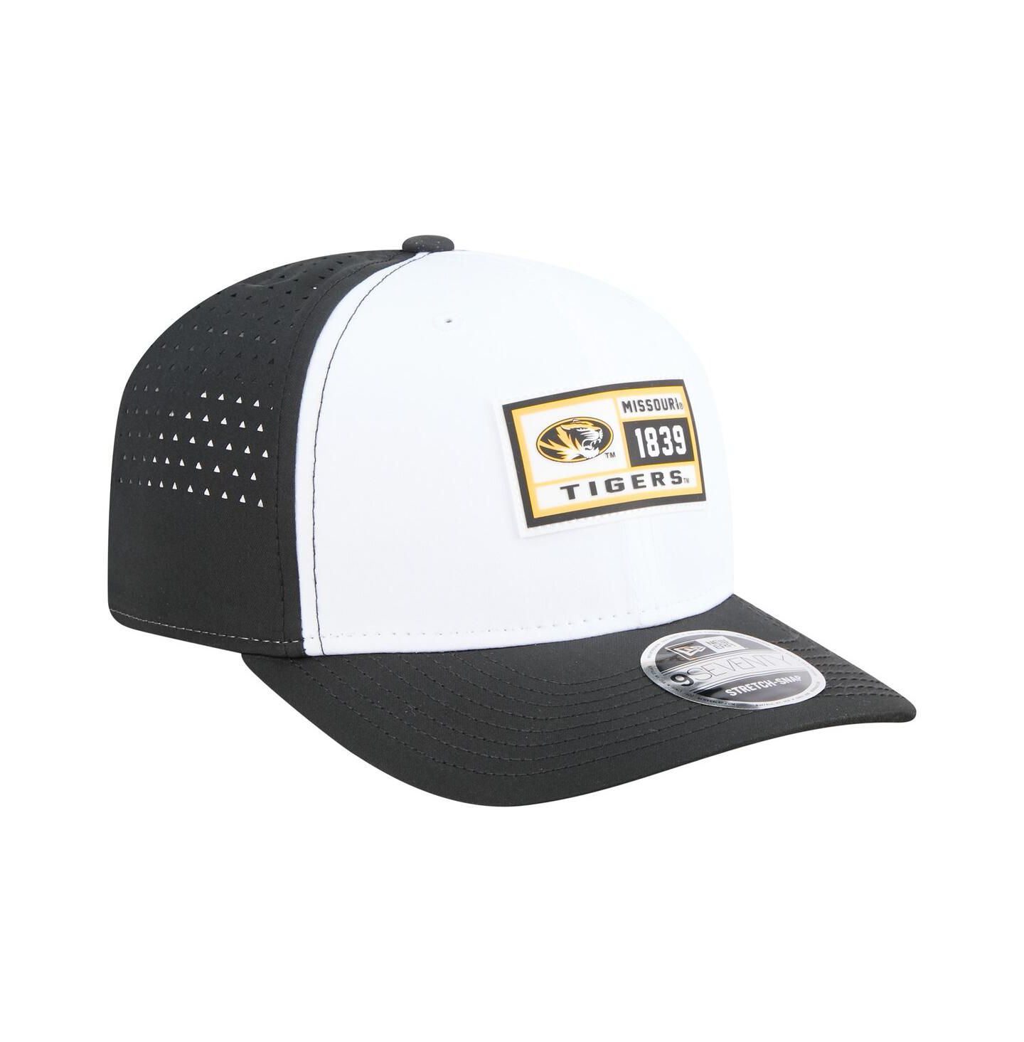 Мужская кепка New Era White/Black Missouri Tigers Perforated Patched 9SEVENTY Adjustable Hat — фото 4