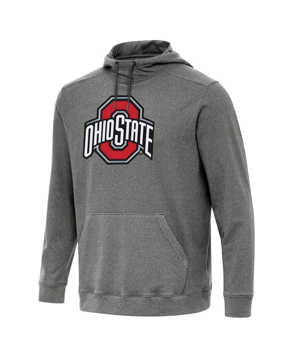 Antigua Men's Heather Charcoal Ohio State Buckeyes Cloud Pullover Hoodie