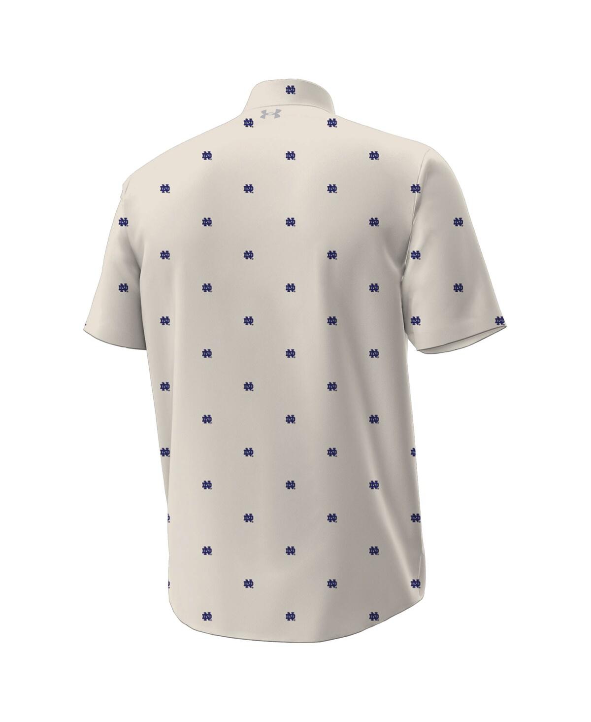 Under Armour Men'sâ Tan Notre Dame Fighting Irish Gameday Armourfuse Camp Button-up Shirt In White