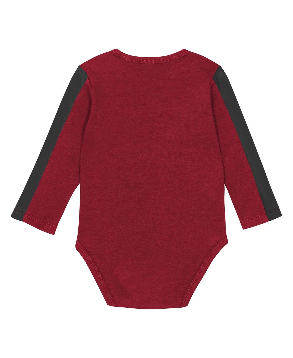 Outerstuff Baby Boys And Girls 3-piece Garnet/black South Carolina Gamecocks Double Down Bodysuit And Pants Set In Multi