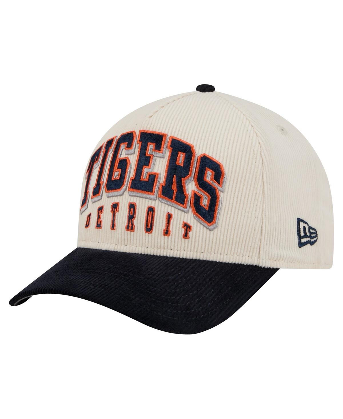 New Era Men's Cream/navy Detroit Tigers Sided Corduroy 9forty A-frame Adjustable Hat In Neutral