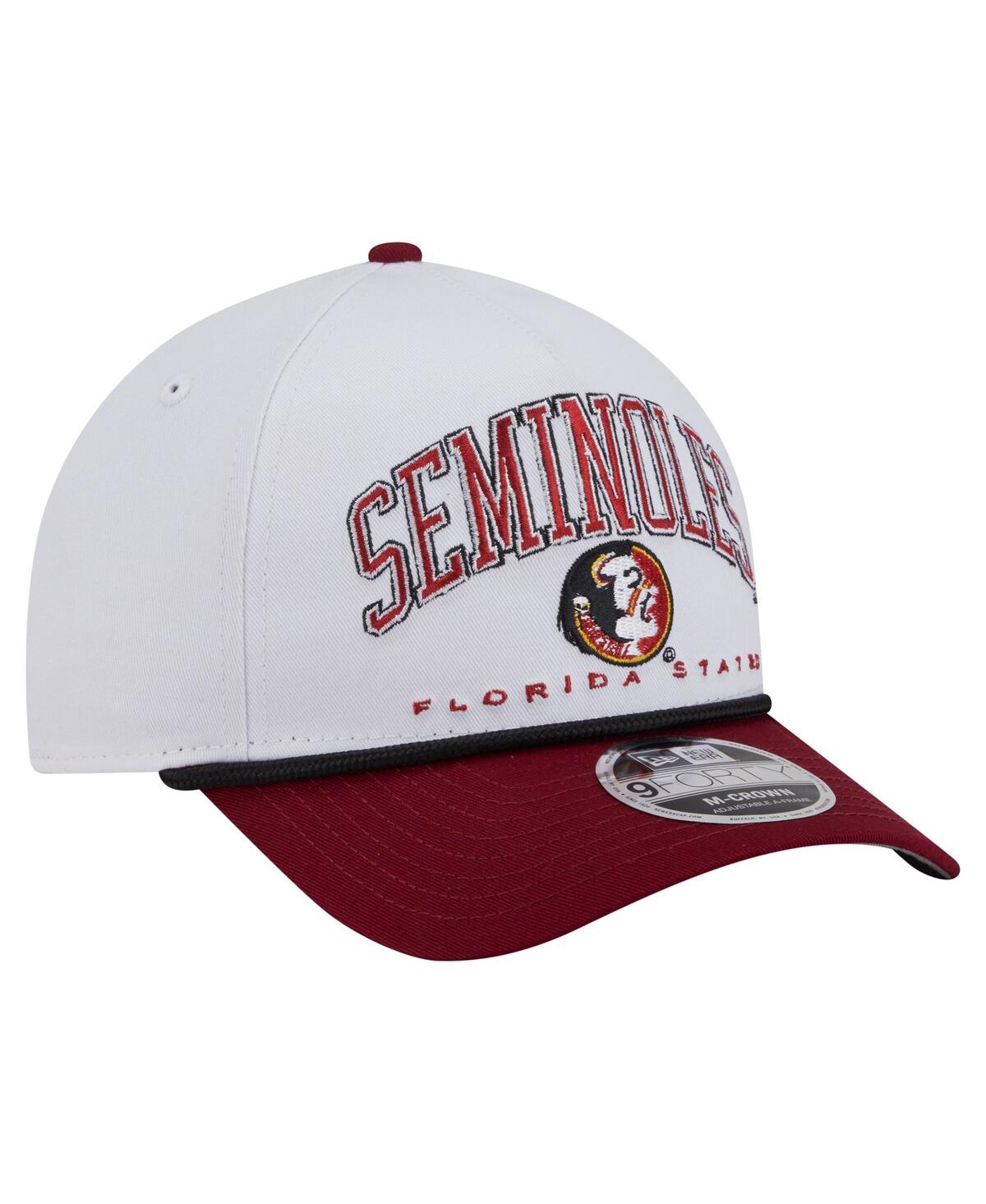 New Era Men's White/garnet Florida State Seminoles Arch Two-tone Rope 9forty A-frame M-crown Adjustable Hat In White