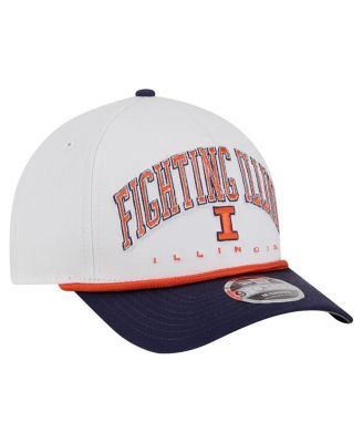 Men's White/Navy Illinois Fighting Illini Arch Two-Tone Rope 9FORTY A-Frame M-Crown Adjustable Hat