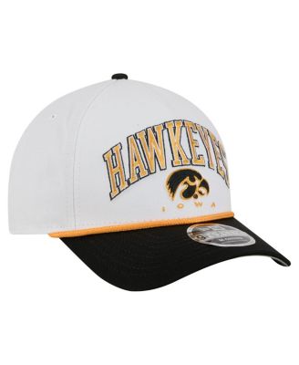 Men's White/Black Iowa Hawkeyes Arch Two-Tone Rope 9FORTY A-Frame M-Crown Adjustable Hat