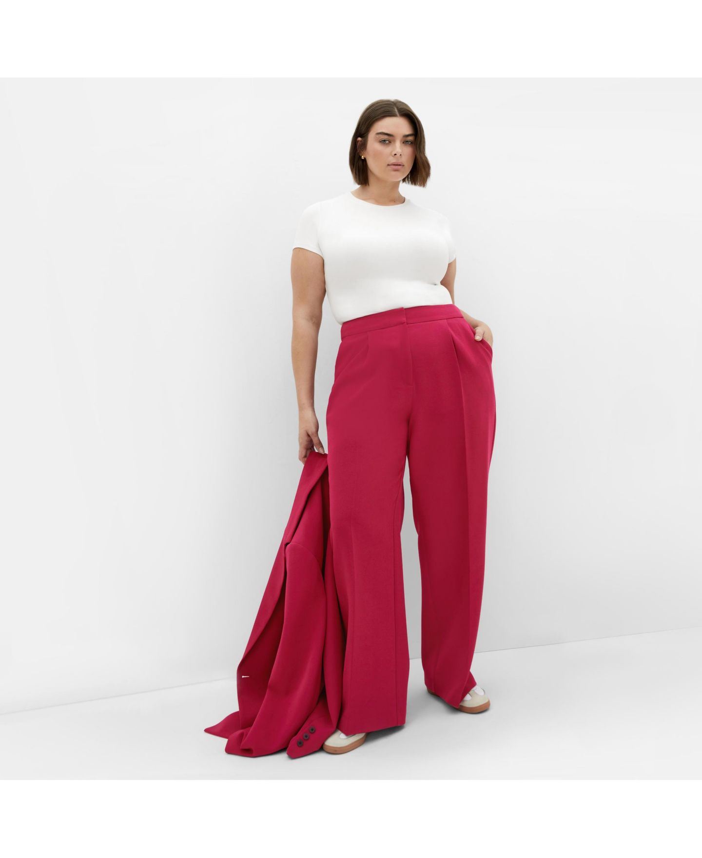 Женские брюки CITY CHIC Plus Size Relaxed Alexis, цвет: Глубокий розовый — фото 4