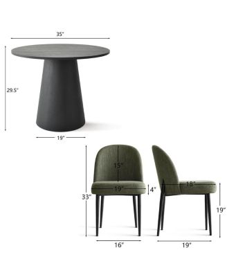  35 Inch MDF Modern 2-Chair  Round Dining Set