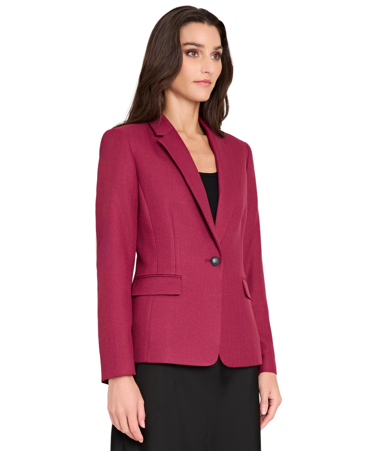 Tahari Asl Women's Herringbone Peak Lapel Blazer, Regular And Petite In Pink