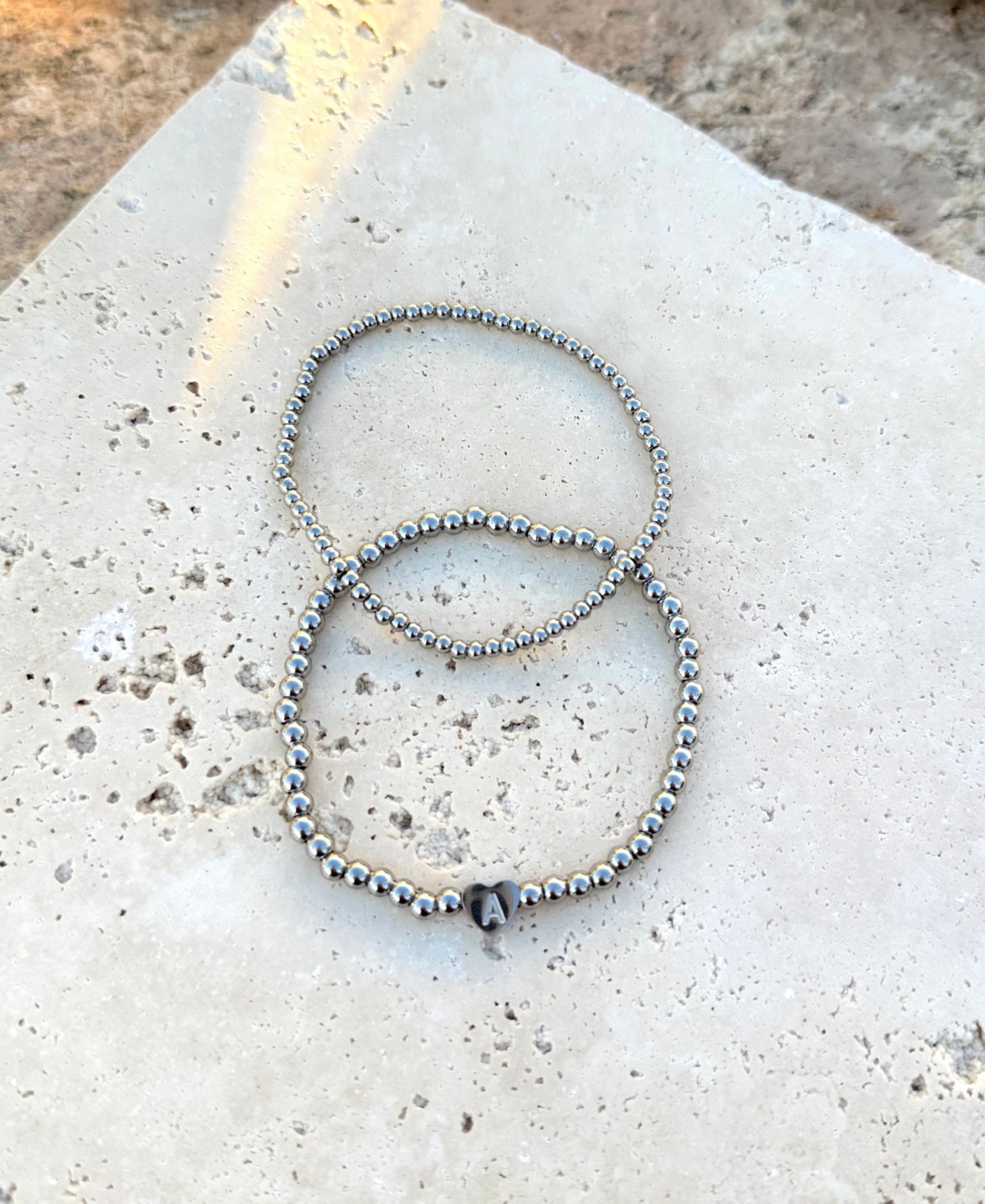 Adornia Silver Ball Bead Initial Bracelet Set In Silver