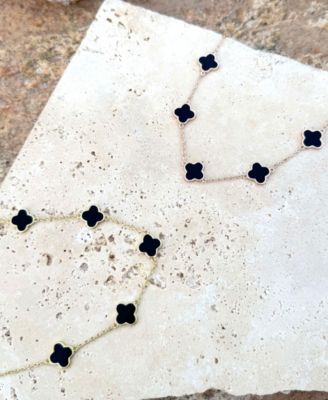 Metal-tone Black Clover Station Necklace