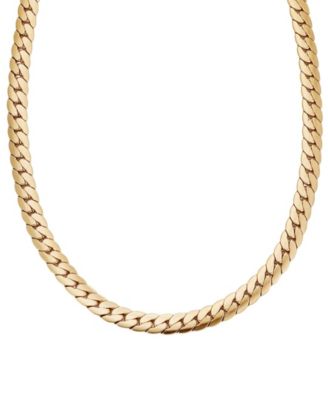 Tarnish Resistant Men's Gold Flat Curb Chain Necklace