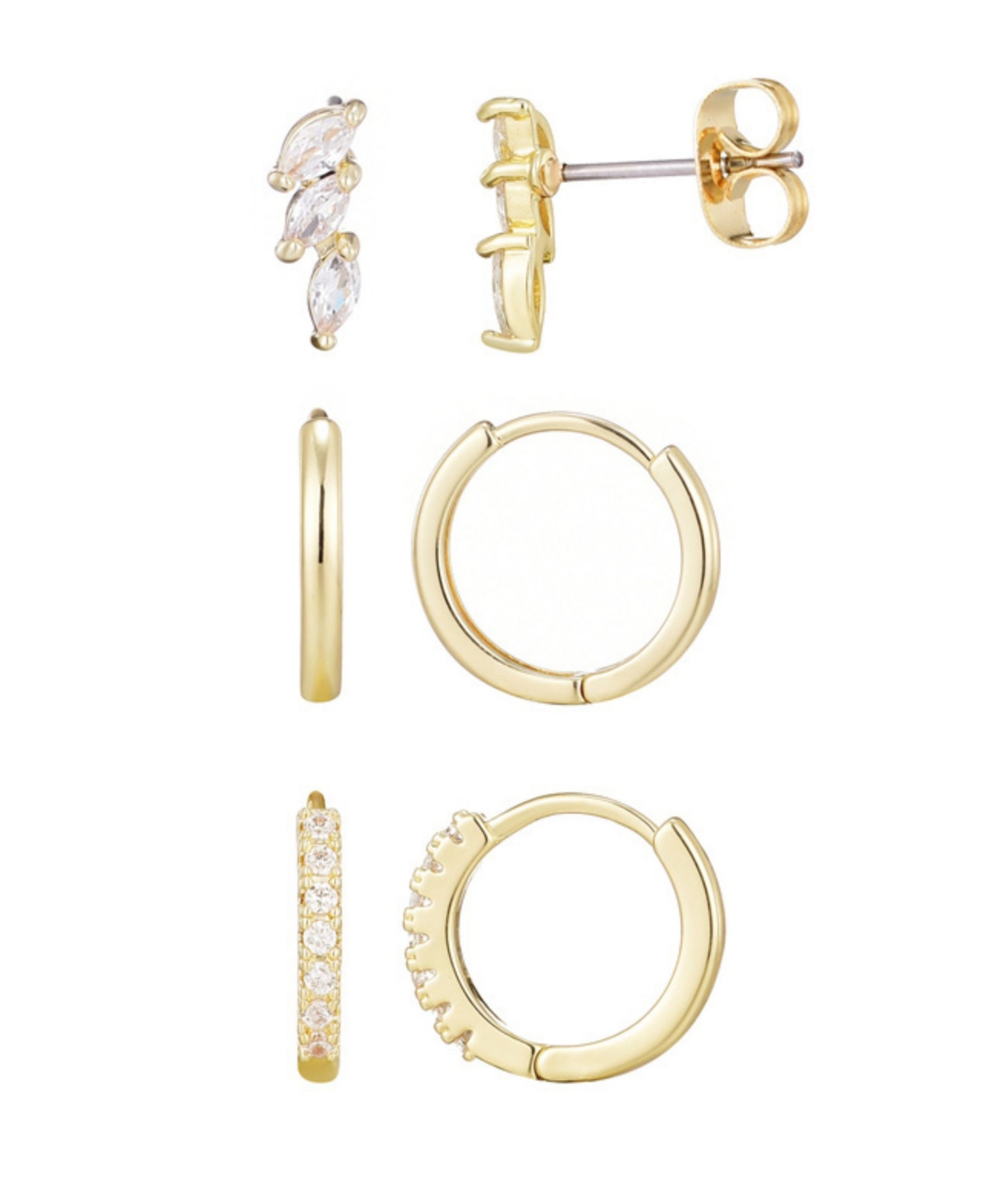 Adornia Gold Huggie And Stud Earrings Set In Gold