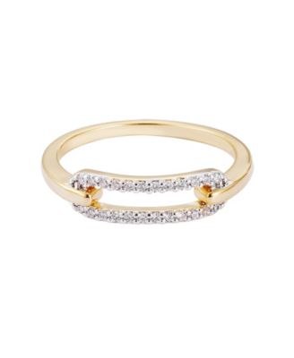 Gold CZ Link Ring