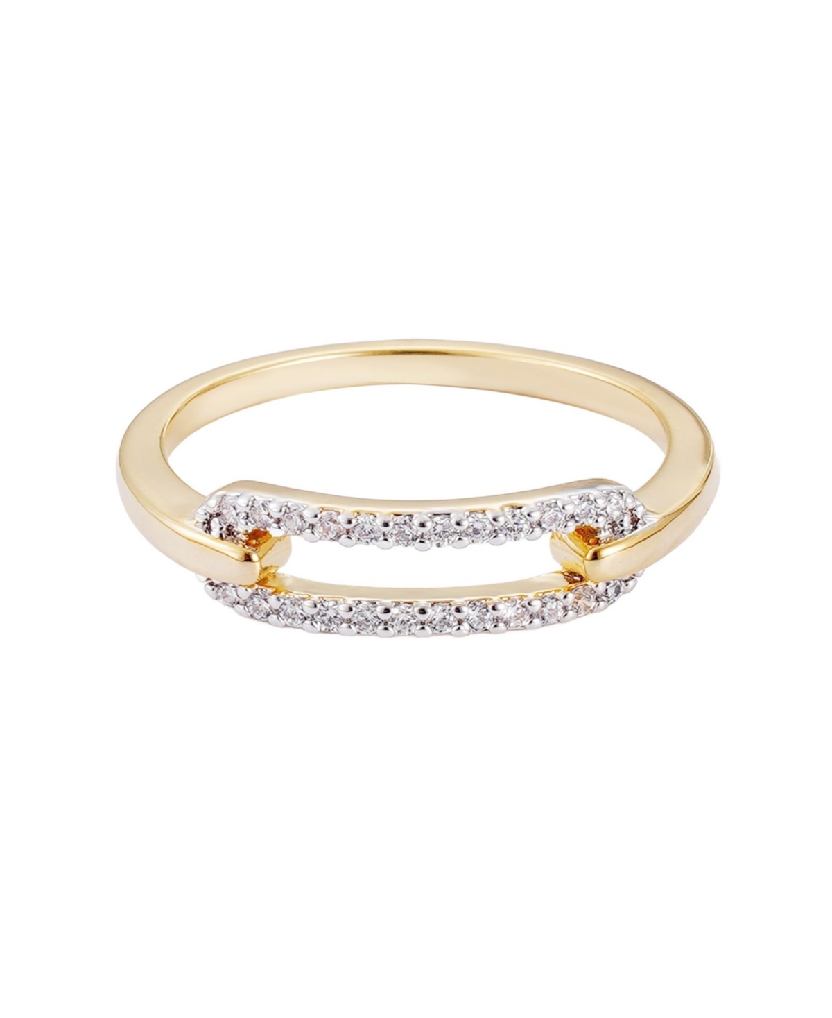 Adornia 14k Gold Plated Cubic Zirconia Link Ring In Gold