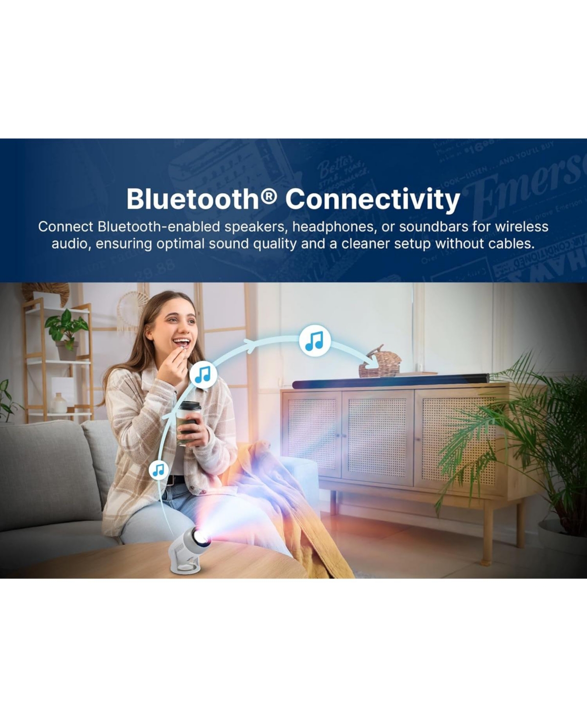 Emerson Evp-3003 1080p Hd 150" Home Theater WiFi & Bluetooth Lcd Projector