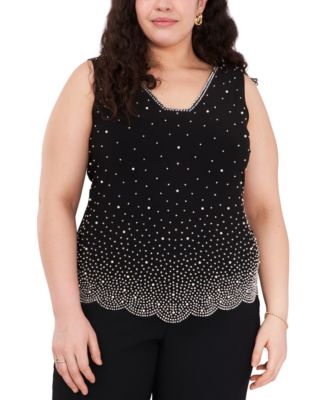 MSK - Plus Size Sleeveless Embellished Blouse