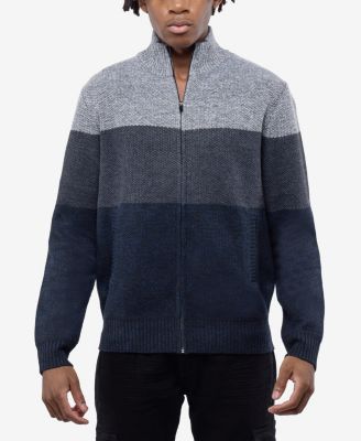 Men's Full Zip Mock Neck Sweater With Fleece Lining