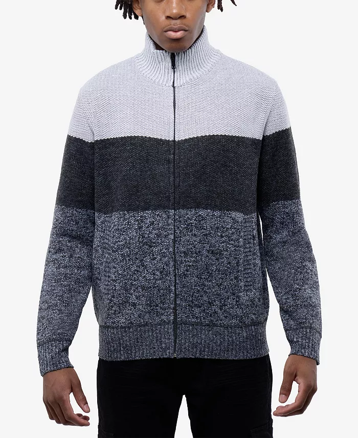 Men's Full Zip Mock Neck Sweater With Fleece Lining