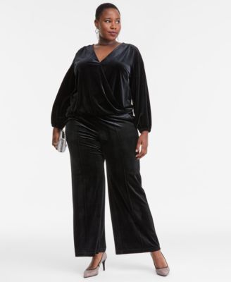 Plus Size Velvet V-Neck Top, Macy's Exclusive
