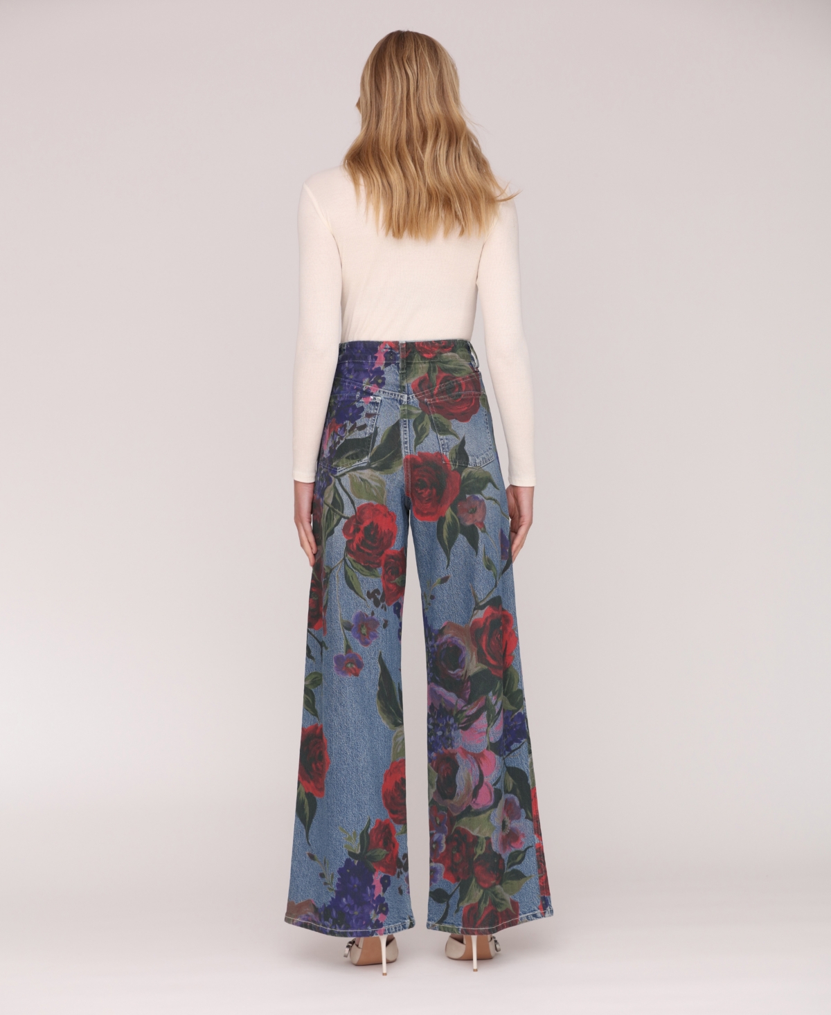 Avec Les Filles Printed High-rise Wide-leg Jeans In Multi
