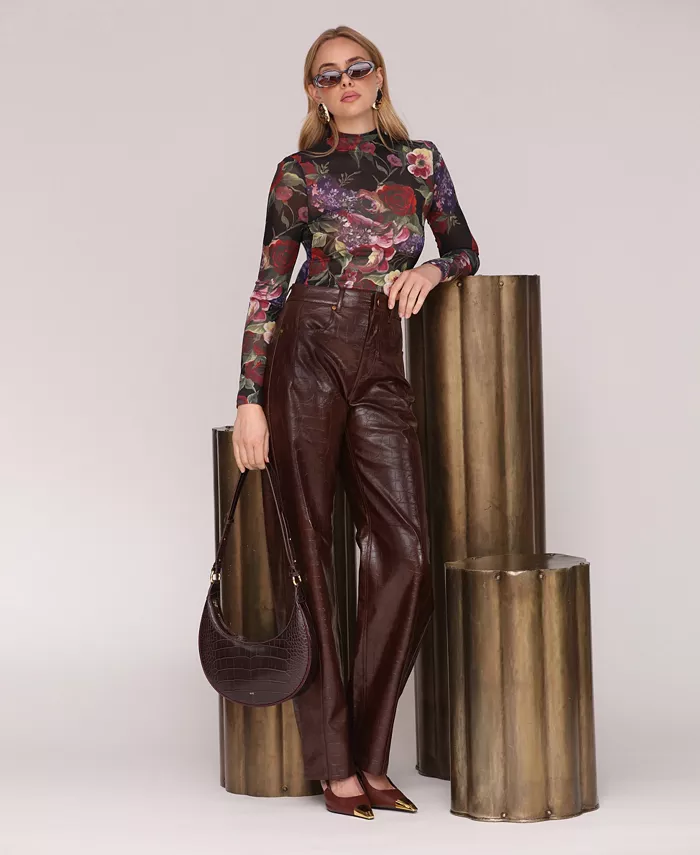Women's Straight-Leg Faux Leather Pants - thumbnail 7