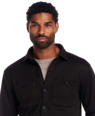 Men's Ribbed Knit Button Front Unlined Shirt Jacket
