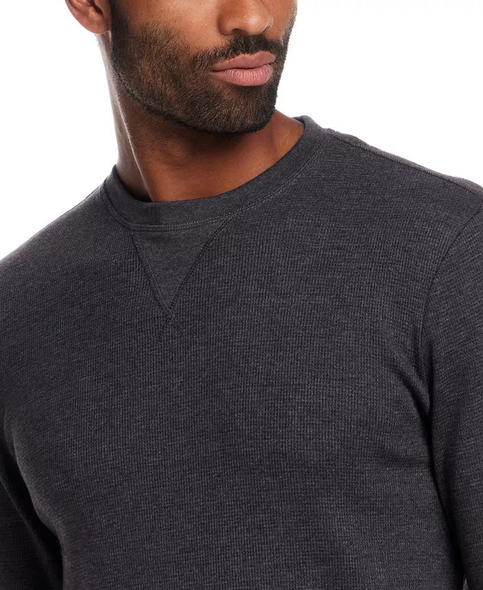 Men's Long Sleeve Textured Waffle Crewneck T-Shirt - thumbnail 3