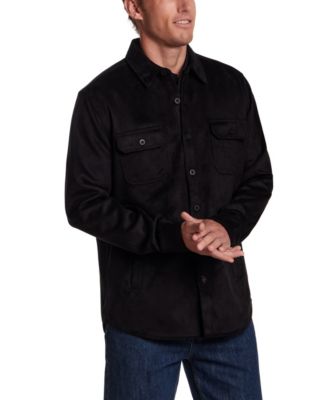 Men's Button Front Faux Suede Overshirt