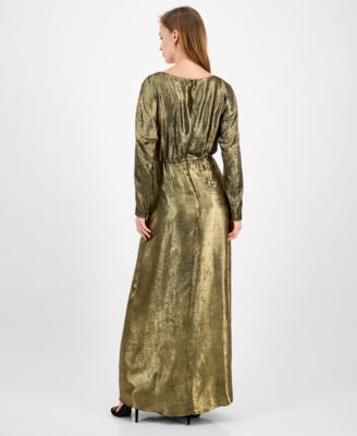 Women's Metallic Satin Maxi Dress