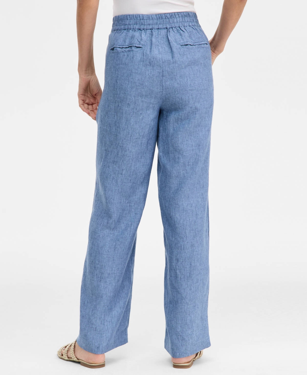 Charter Club Women's Wide-leg 100% Linen Pants, Macy's Exclusive In Multi