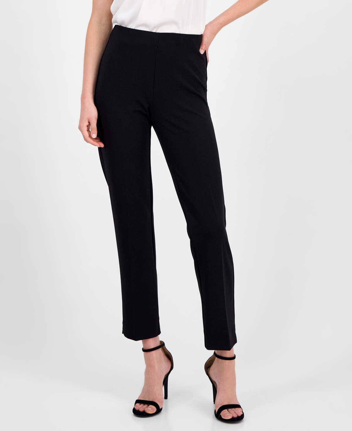 Anne Klein Women's Hollywood Straight-leg Ankle Pants In Black