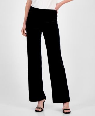 Women's Velvet High-Rise Pull-On Wide-Leg Pants