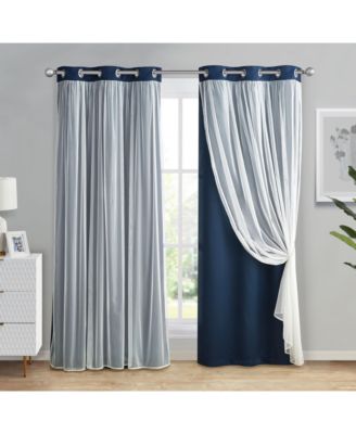 Basic Elegance 2 Pack Double Layered Hotel Chic Sheer Light Defusing Curtains - 38 in. W x 63 in. L