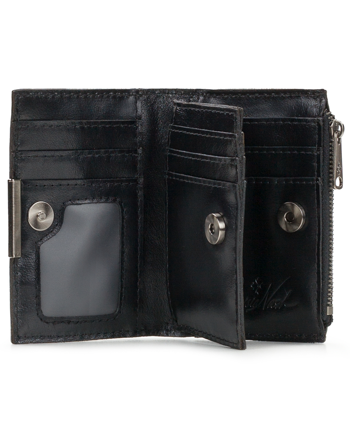 Patricia Nash Busalla Leather Bifold Zipper Wallet In Black