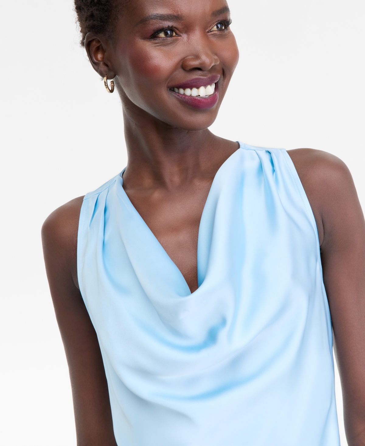 Inc International Concepts Women's Cowl-neck Fringe-hem Midi Dress, Created For Macy's In Blue