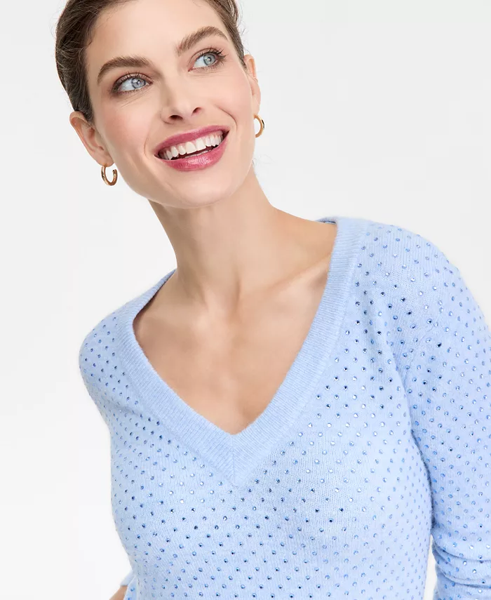 Women's Rhinestone Embellished Sweater - thumbnail 9