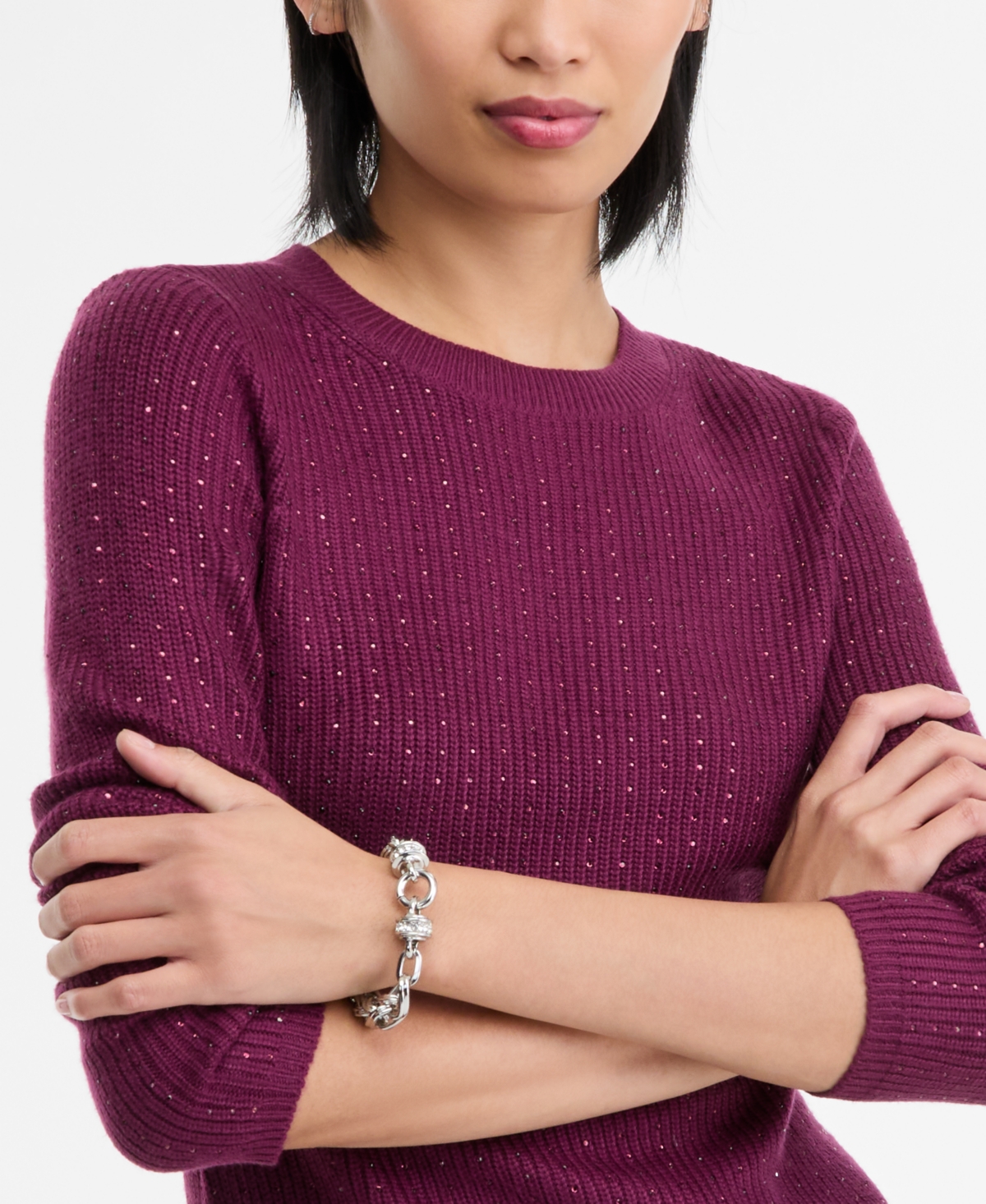 I.n.c. International Concepts Women's Rhinestone Rib Sweater, Macy's Exclusive