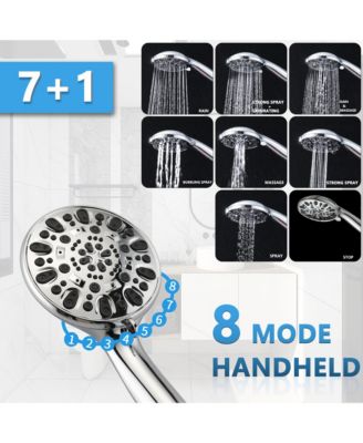 No-Tool Installation 5 Inch Rain Shower &amp; 7-Spray Handheld Combo with 26&amp;quot; Adjustable Slide Bar Dual Shower Head Combo Set - Chrome