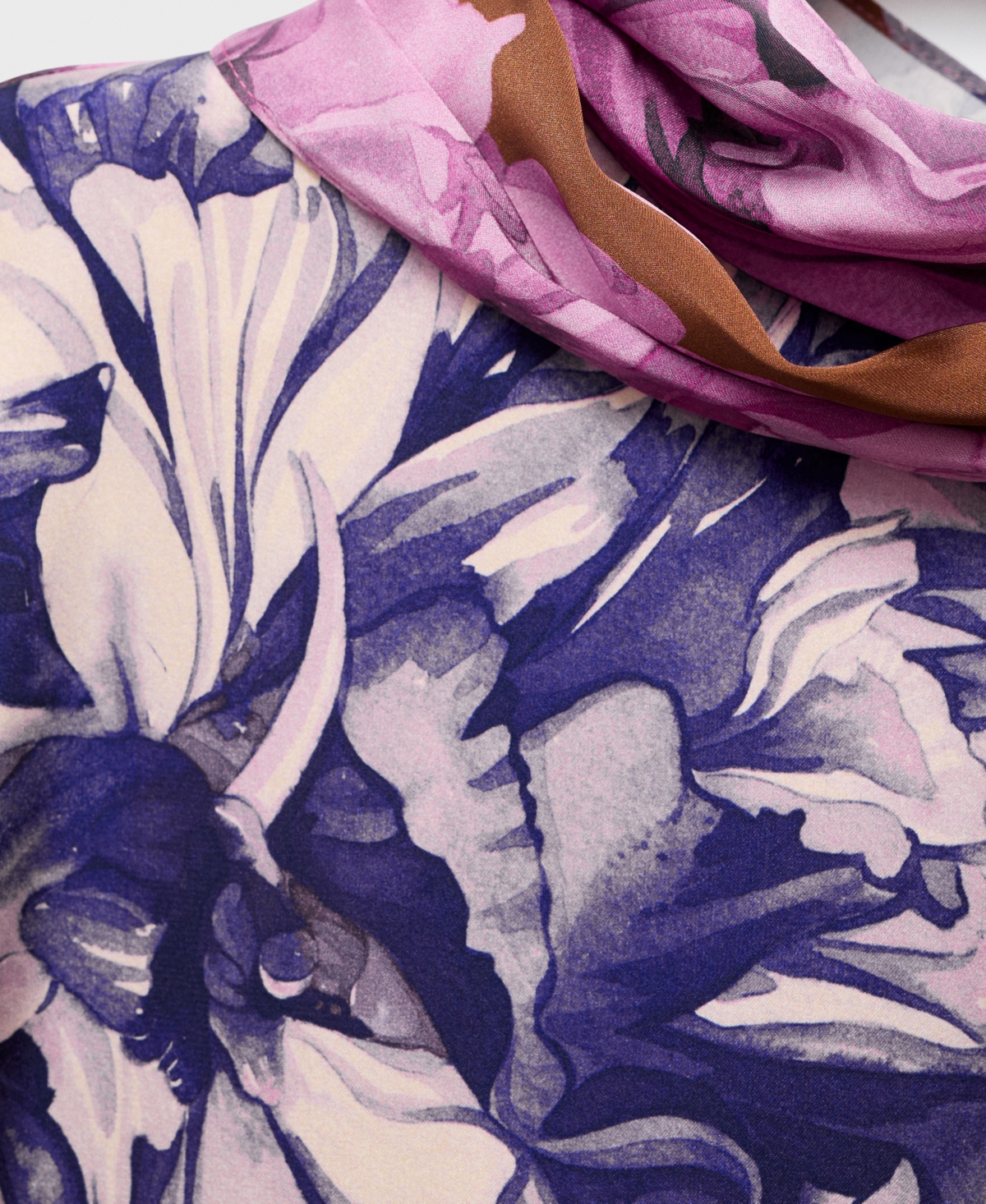 Mango Women's Floral Scarf Blouse