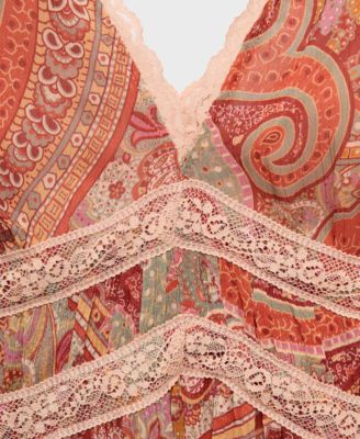 Women's Paisley-Print Lace Trim Dress