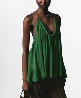 MANGO - Women's Pleated Back Neckline Top