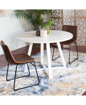 3-Pc Wood Varna Round Trestle Dining Table with 2 Chairs Dining Set