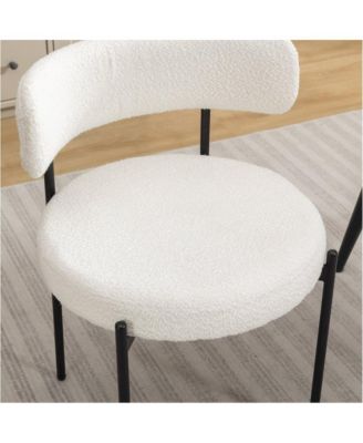 Durban 3-Pc Round Dining Set, Trestle Dining Table with 2 Boucle Chairs